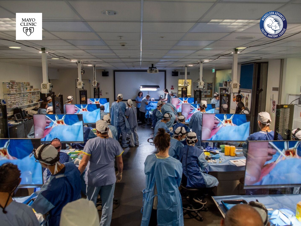 Anatomy lab at the Mendelson Advanced Facial Anatomy Course, Mayo Clinic, Rochester